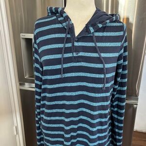 Aeropostale unisex Teal and Navy Striped Hoodie